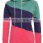 Women Long Sleeve Sport Polo Neck Hoody Contrast Color Pullover Hoodies