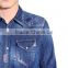 2016 men's slim fit cotton washed denim jeans shirt