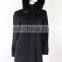 Anti-pilling black 100% Cashmere Long Coat with Fox FurHoody