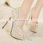 wholesale golden supplier black and white Noble lace round head shallow mouth high-heeled wedding shoes