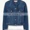 2016 Wholesale Studded Shoulder Plus Size Lapel Jeans Women Denim Jacket