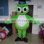 hand-make green owl mascot costume with blue hat