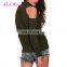 ArmyGreen Autumn winter high necked 100% Chinlon woolen custom knit sweater