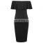 Grace Karin Sexy Women's Off Shoulder Hips-Wrapped Black Maternity Bodycon Pencil Dress CL010625-1