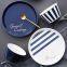 Nordic Blue White Stripes Ceramic Tableware Set Western Food Plate Bowls Breakfast Dish Salad Bowl Rice Bowl Dishes