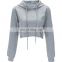 Custom Logo printing embroidery Long sleeve knitted hoodies for women crop tops