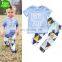 "MAMA'S BOY" Baby Boy Clothes Short Sleeve Cotton T-shirt Tops & Geometric Pant 2PCS Outfit Toddler