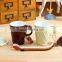 Creative ice cream ceramic cup mug cup with straw The milk cup