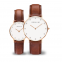 Stainless Steel Ultrathin Fashion Women Watches Man Genuine Leather Quartz Watch