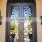 Cheap Price handmade grill design double front wrought iron door gate with transom