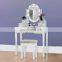 LED Lights White Fineboard Mirrored Dressing Table