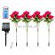2021 Amazon New style 4LED Hot Sales Solar Rose Flower Light Remote Control Multicolor Lighting Flower Lamp