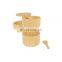 Hotting Natural Wooden Custom Logo Round Spices Storage Container Spice Jar Organic Bamboo Salt Box With Magnet Swivel Lid
