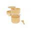 Bamboo Salt Cellar with Built-in Spoon to avoid Dust Elegant Salt box Bowl Container Holder with Swivel Magnetic Lid