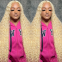 Blonde Wig 100% human hair virgin hair lace wig Curly Jerry Curly