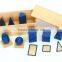 Educational Montessori Math Toys Blue Geometric Solids with Box