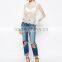 Fashion design women's white lace fancy lace tight blouse