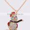 Rhinestone Snowman Wears Neckerchief Design Christmas Necklace