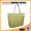 Orange color paper straw and jute material shooping tote bag cotton handle women handbag