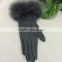 Vogue Style Fox Fur Trim Wool Knitted Gloves Winter Animal Fur Cuff Cashmere Knitting Fingers Mittens