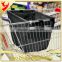 Large Capacity Foldable Supermarket Cart Green Eco-friendly Shopping Bags with Hook