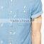 2015 Printed Mens Denim Shirts Short Male Slim Trendy Jeans Clothing (JXW815)