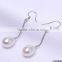 925 Silver Drop Earrings, White Pearl Earrings, Teardrop Dangle Earrings