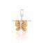 S259 Globalwin Purple And Orange Enamel 925 Europen Butterfly Charm Brand Crystal Paved Charm