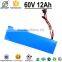 Super smart 16s 6p 18650 cells 700w 60V 12Ah lithium rechargeable battery pack for electric bike
