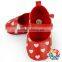 Plain Red Baby Shoes With Heart Soft Prewalker Shoes Fancy Baby Girls Shoes Wholesale