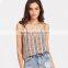 Fashion Floral striped double V-neck top, ladies sexy cami top