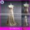 Shining Gold Sequin Short Sleeve Sexy Backless Girls Long Patterns Bridesmaid Dress