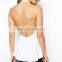2016 Sexy White Halter Open Back Ladies Blouse