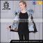 2017 fashion light blue fox fur coat with fur hood womens