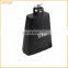 Black plated metal cowbell with logo for sport souvenirs