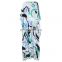 TWOTWINSTYLE Women's Dress O Neck Batwing Half Sleeve Print Hit Color Loose Casual Plus Size Floor-length