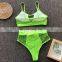 Swimwear Women 2019 Mermaid Swimsuit Halter Push Up Summer Neon Green Fishing Net Mesh Biquini Thong Bikini Maillot de Bain