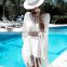 2019 Summer Cover Up Beach Women Swimwear Hollow Crochet Bikini Cover Ups White Loose Tassels Pareos Beach Dress Tunic