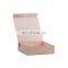 Low MOQ medium pink folding magnetic snap shut lid gift box with ribbon tie