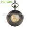 Skeleton Mechanical Hand Wind Pocket Watch Chain Antique Look Black Dial Value Quality LPW161