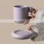 INS Nordic Mug Set 11 Oz Purple Cup With Tanghulu Handles Ceramic Mugs With Bead Handgrip For Valentine'S Day Gift Ideas