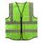 Pattern high visibility reflective safety vests with zipper and pocket yellow construction