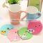 Promotional table cup pad/mat,design custom silicone cup mat,cartoon cute silicone cup coaster