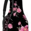 Acoustic Guitar Bag Waterresistant Dual Adjustable Shoulder Strap Guitar Case Bag,Black Pink Flowers and Grass