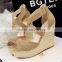New sandals bohemia high heels platform wedges sandals straw braid wedges shoes sandals strap wedge lady sandals shoes