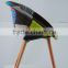 Original Design Modern Round Seat PP Plastic Patchwork Chair with wooden legs