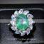 11x9 MM Green Star Sapphire Ring Lab-Created Sterling Silver 92.5 Size 7