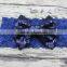New design sequin large bow lace turban headbands for baby girl