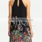 SheIn Black Halter Neck Women Casual One Piece Beach Dress In Floral Print