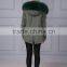 UK Style Wholesale Blue Fox Fur Lined Parka Coat With Raccoon Fur Collar,blue Fox Fur Lined Parkas Supplier's Choice